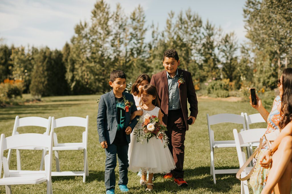 the kids arriving for the ceremony at mouton village