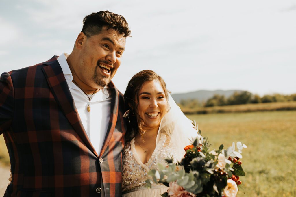 The happy newlyweds at Mouton Village