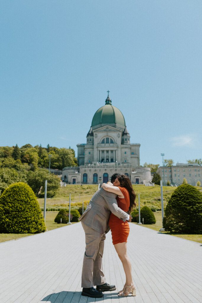 they are hugging after getting engaged