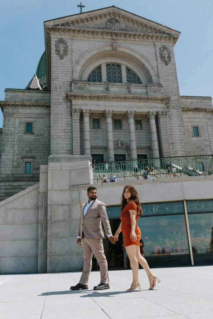 they are walking on the balcony of the st-joseph oratory