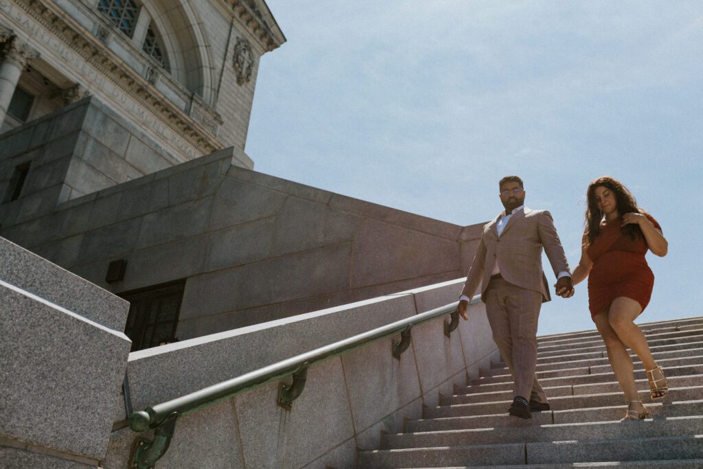 they are coming down the stairs of the st-joseph oratory